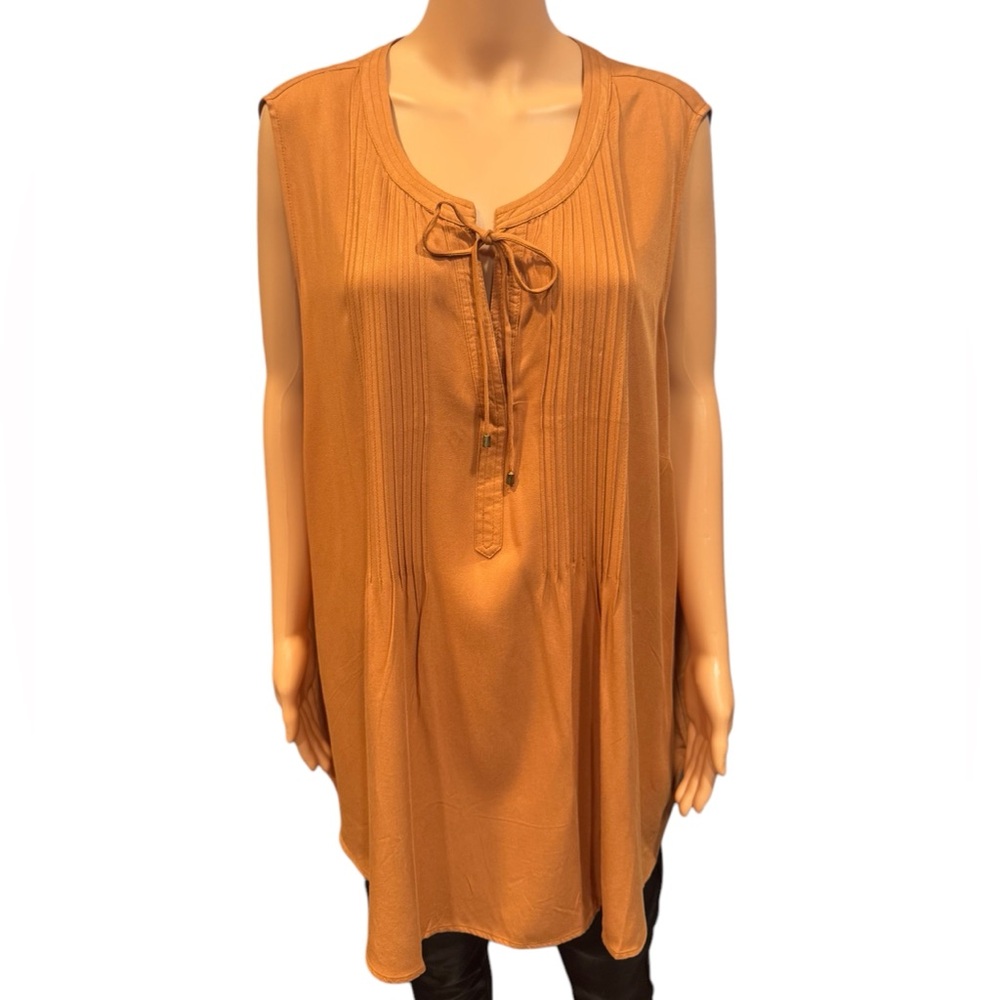 ROSE & OLIVE Sleeveless Pleated Front Tie Sleeveless Blouse NWT 3X